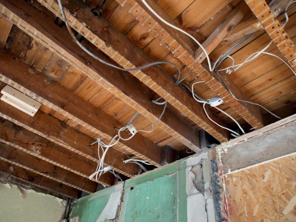 electrical wires and support beams